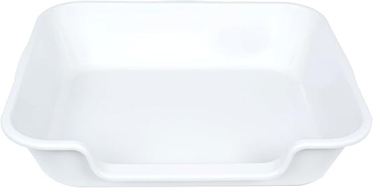 2 Pack Extra Large Dog Litter Box Pan Tray (ABS Material), Low Entry Jumbo Senior Litter Boxes for Multiple Kitten Big Cats, Pet Safe Indoor Dog Potty (White, 24" L x 20" W)