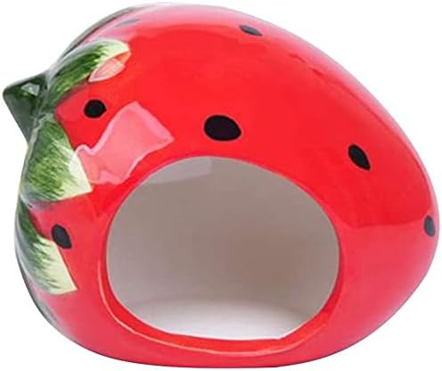 Cool Hamster House Hideout Suitable for Hamsters Less Than 4 inches 10 cm in Length Ceramics Strawberry Shape Bed Cute Small Animal Pet Squirrel Hedgehog Chinchilla Nest Hamster Cage Accessories