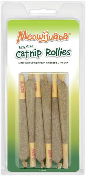 Meowijuana Catnip Rollies King Size | Hand Harvested and Rolled Dried Premium Ground Catnip | High Potency | Grown in North America | Feline and Cat Lover Approved
