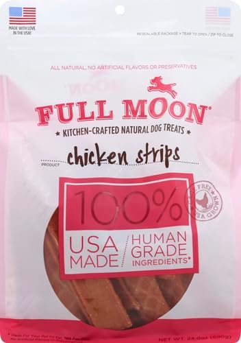 Full Moon Chicken Strips Healthy All Natural Dog Treats Human Grade Made in USA Grain Free, 1.5 Pound (Pack of 2)