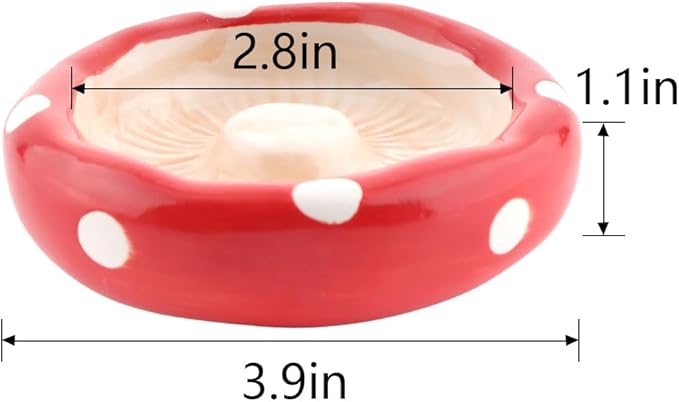 2 Pack Hamster Ceramic Food Bowl Mushroom Shaped Water Bow for Hamster Rat Gerbil Guinea Pig Hedgehog Small Animal (Red and Purple)