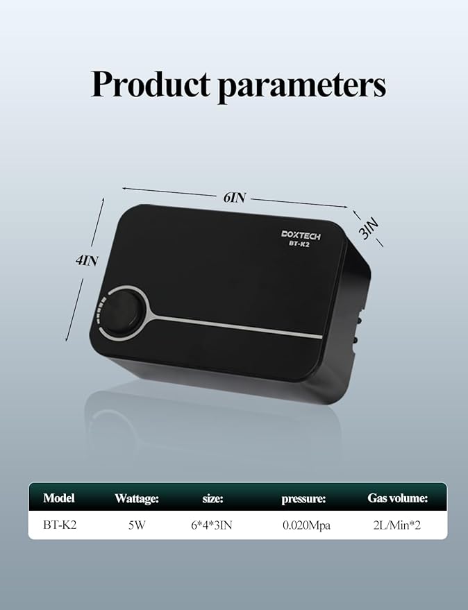 UPETTOOLS Aquarium Air Pump, Fish Tank Air Pump Ultra Quiet Powerful Bubbler Aerator, 5W 4L/min, Adjustable Dual Outlet, for 10-180 Gallon Fish Tank