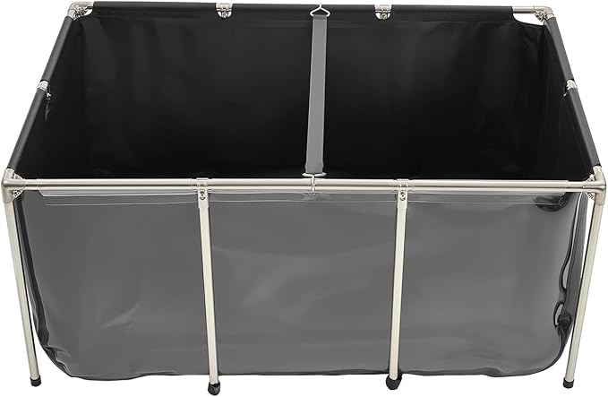 VEVOR Canvas Fish Pond, 270 Gal Above Ground Fish Pond, PVC Koi Tank with Clear Viewing Panel, Rectangular Goldfish Tank with Stainless Steel Frame & Drain Valve, for Breeding Koi, Irrigation(Black)