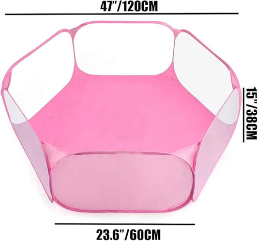 Small Animals Tent, Breathable Transparent Pet Playpen Pop Open Outdoor/Indoor Exercise Fence, Portable Yard Fence for Guinea Pig, Rabbit, Hamster, Chinchillas and Hedgehogs