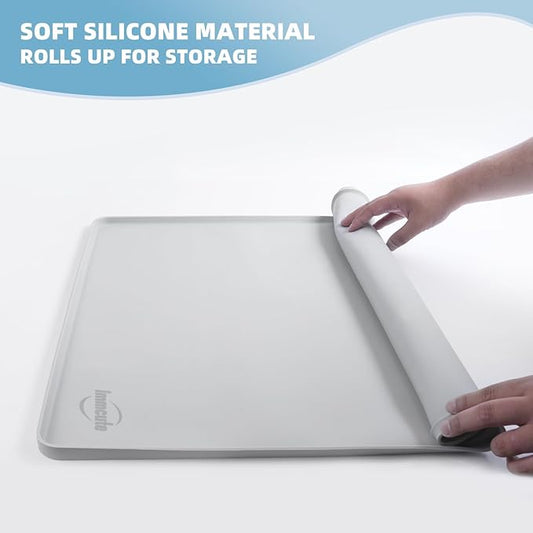 IMMCUTE Pee Pad Holder, Fits Up to 24" x 24" Training Pads, Silicone Non-Slip Dog Potty Tray,High Edge Puppy Pad Holder Tray for Easy Cleaning with 8 Holder Clamps, for Puppy Potty Training