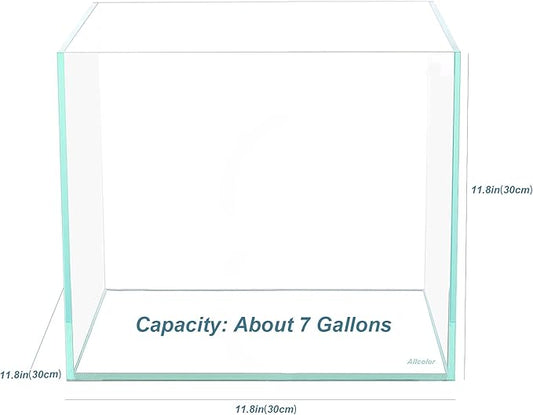 Ultra Clear Rimless Aquarium Tank 6-60 gallons Low Iron Glass (7Gal - Top Glass Canopy)