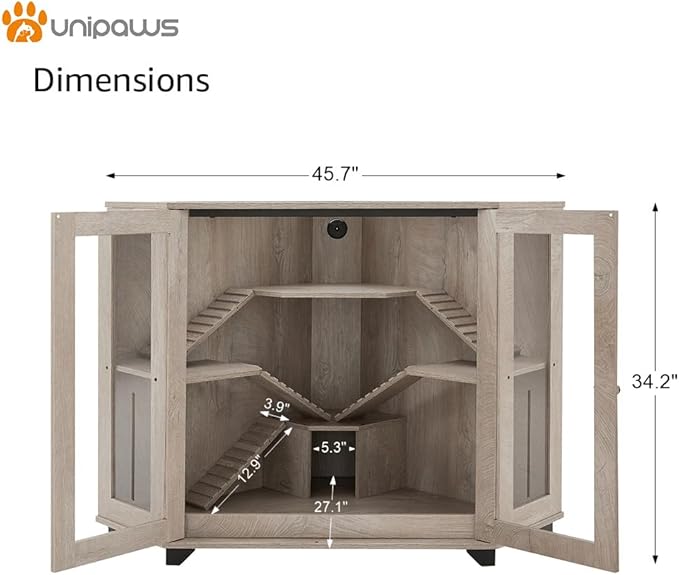 unipaws Chinchillas Cage with Ramp, Rat Cage with House, Hedgehog Cage, Critter Nation Cage for Hamster, Squirrel, Clear Acrylic, Corner Small Animal Cage