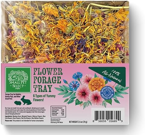 Small Pet Select Forage Tray Bundle, 3 Pack of Foraging Trays for Rabbit, Guinea Pig, Hamster or Bunny - Natural Treats, Dandelion, Flower, Herb Mix 2.5oz Each