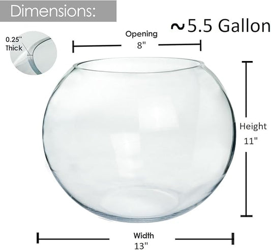 Craft And Party Fish Bowl Vase, 11" Height x 13" Width, Set of 2 Glass Bubble Bowl Vase for Terrarium and Flower Centerpiece