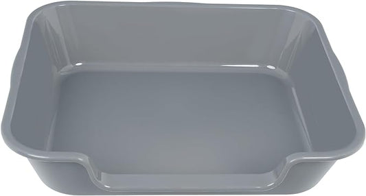 2 Pack Extra Large Dog Litter Box Pan Tray (ABS Material), Low Entry Jumbo Senior Litter Boxes for Multiple Kitten Big Cats, Pet Safe Indoor Dog Potty (Dark Gray, 24" L x 20" W)
