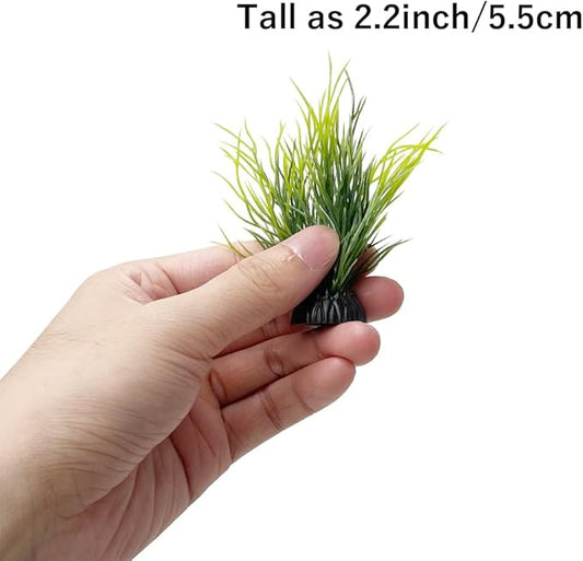 Smoothedo-Pets Aquarium Plants Fish Tank Decorations Small Size/2inch Ornament Plastic Artificial Plant Goldfish Waterscape Fish Hides Mini Grass Set (20pcs/Green)