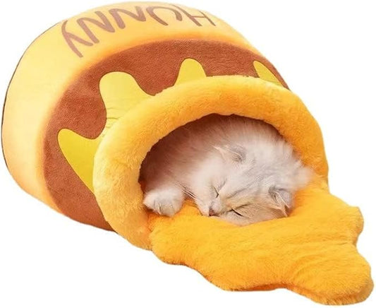 Honey Pot Cat Bed - Comfortable Memory Foam Pet Furniture with Removable Cushion - Stylish and Washable Cat Bed for Small Cats and Breeds
