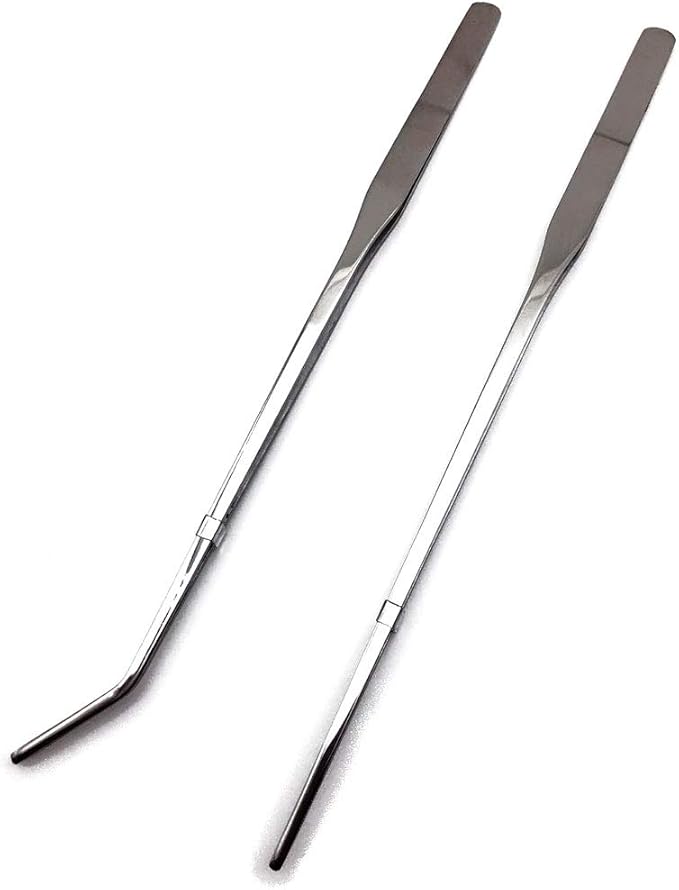 Reptile Feeding Tongs Stainless Steel Straight and Curved Tweezers Polished Long Handle Feeder Tools for Lizard Gecko Snake Spider Bird and Fish Aquariums,Silver