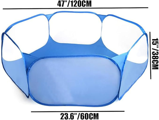 Small Animals Tent, Breathable Transparent Pet Playpen Pop Open Outdoor/Indoor Exercise Fence, Portable Yard Fence for Guinea Pig, Rabbit, Hamster, Chinchillas and Hedgehogs