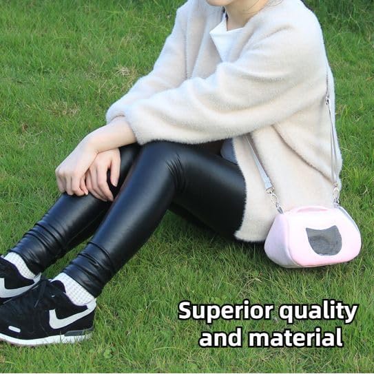 Small Pet Carrier Bag with Adjustable Shoulder Strap Hamster Travel Cage Breathable Carrier Portable Travel Carrier for Birds Sugar Glider Golden Hamsters (Pink A)