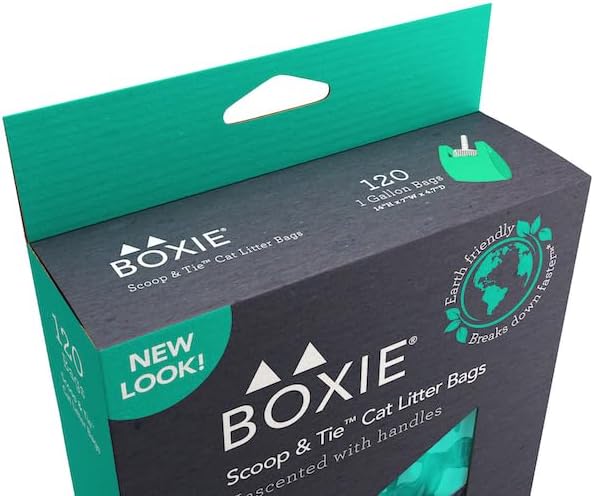 Boxie Sustainable Scoop & Tie Pet Waste Bags, 240 Count, Leak-Proof, Easy-to-Tie Handles, Eco-Friendly, Odor Control, EPI Technology, Durable for Cat Litter & Dog Waste (Pack of 2)