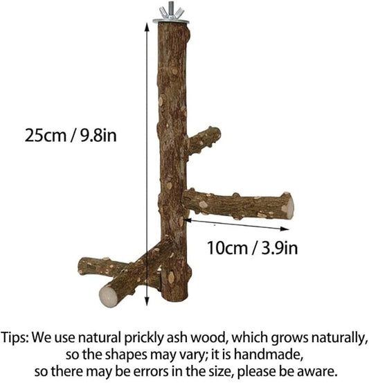 Bird Perch Stand Toy, Natural Wood Parrot Perch Bird Cage Branch Perch Accessories for Parakeets Cockatiels Conures Finches Lovebirds (M)