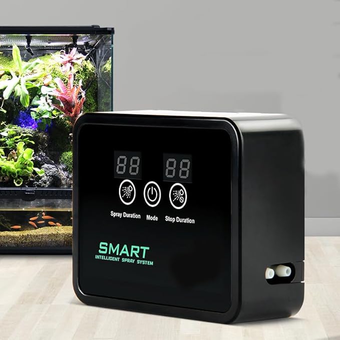 Reptile Humidifiers Smart Misting System for Herps Terrariums, Reptile Mister Automatic with Timer, 360° Adjustable Misting Nozzles for Chameleons, Snake, Frog, Turtle, Lizard