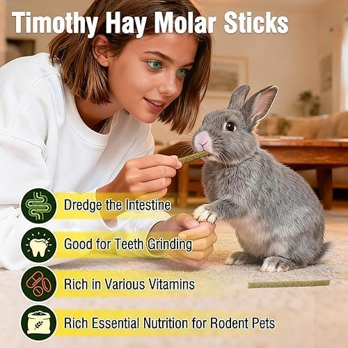 Rabbits Timothy Hay Chew Sticks Treats Toy 200g for Golden Hamsters-Guinea-Pigs-Small Animal Natural Healthy