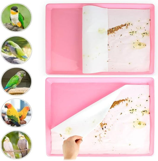 100PCS Bird Cage Liner Papers, Disposable Cage Paper Liners Precut Absorbent Cushion Pad Mat Accessories for Pet Bird Parrot (White)