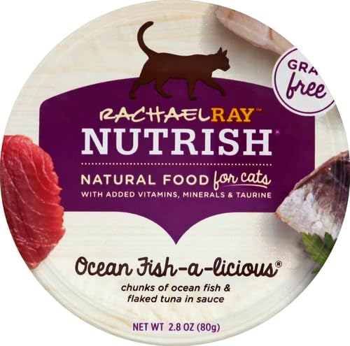 Nutrish Rachael Ray Natural Wet Cat Food, Ocean Fish-A-Licious Recipe, 2.8 Ounce Cup (Pack of 12), Grain Free