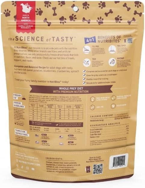 Nutri Bites Freeze Dried Chicken Dog & Cat Treat, 9 oz | Healthy Pet Training Treats or Food Topper | All Natural, 1 Single Animal Protein, High Protein