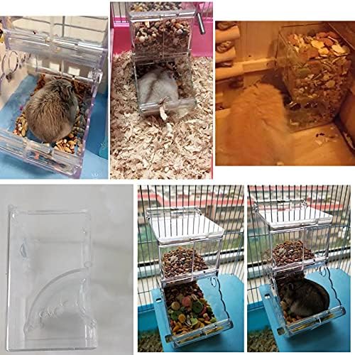 Hamsters Feeder Small Animals Automatic Dispenser Acrylic Clear Pet Food Storage Bowl for Dwarf Hamster Gerbils Mice Hedgehog Guinea Pig Pigeon Parrots (300ML)