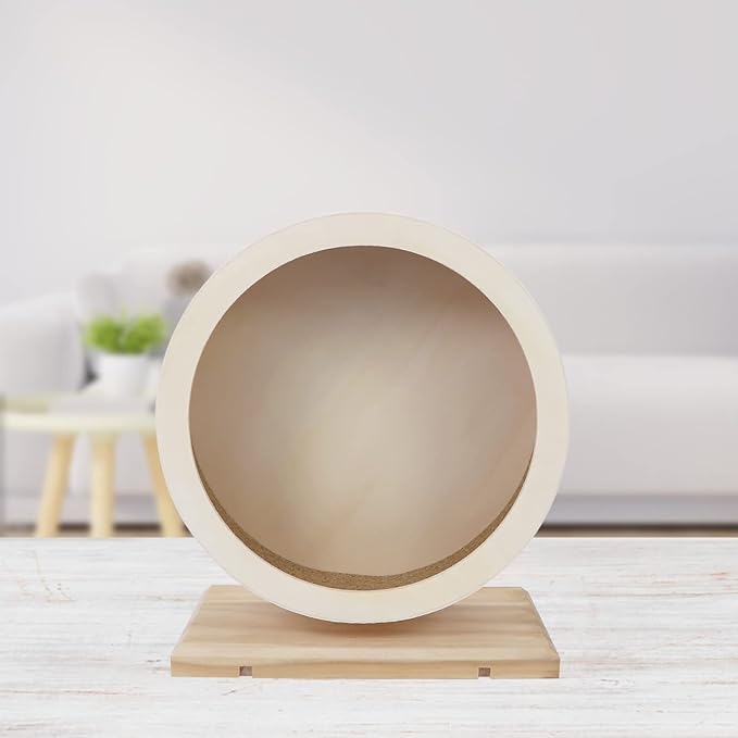 Small Pets Exercise Wheel Hamster Wooden Mute Running Spinner Wheel Play Toy for Rat Gerbil Mice Chinchillas Hedgehogs Guinea Pigs (M)