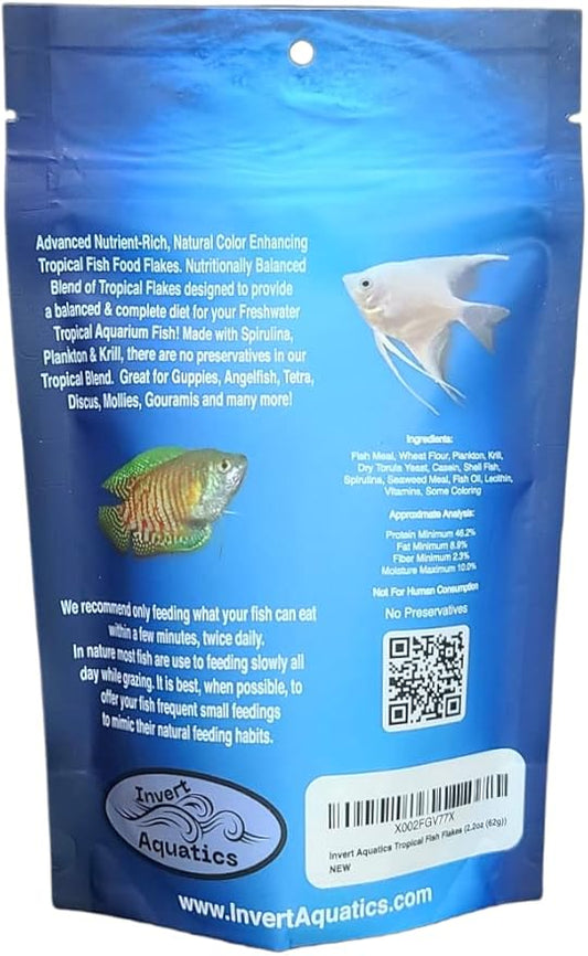Tropical Fish Flakes - Natural Color Enhancing Tropical Fish Food - 2.02 oz