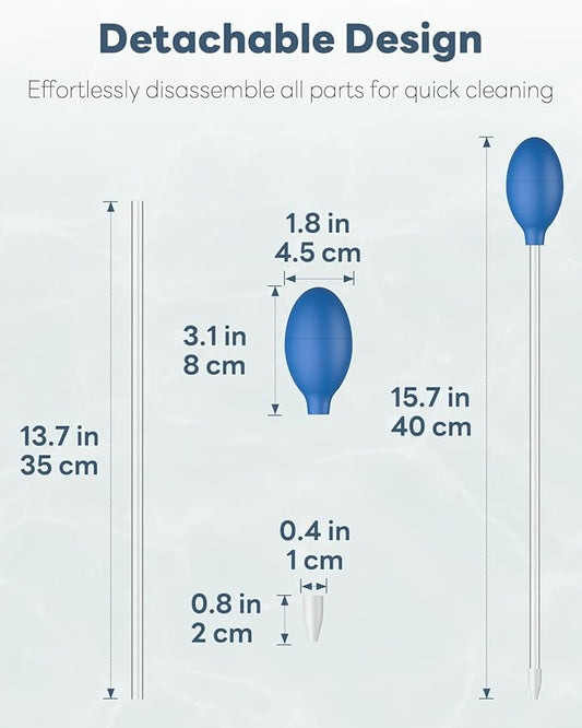 Pawfly 13.7 Inch Aquarium Coral Feeder - Manual Coral Food Feeder & Fish Excreta Cleaner - Long Acrylic Syringe for Marine Fish & Aquatic Plants