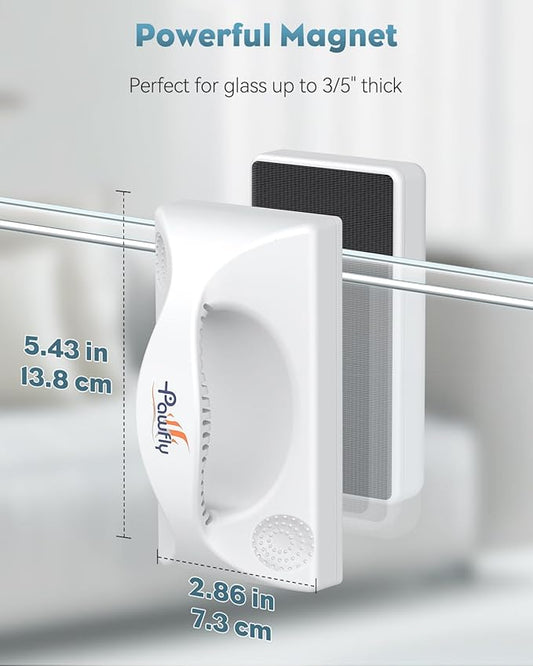 Pawfly 5" Mini Magnetic Fish Tank Cleaner, Aquarium Magnet Glass Cleaner for Glass Aquarium, Strong Magnetic Brush Cleaning Tool for Glass Fish Tanks up to 40 Gallons