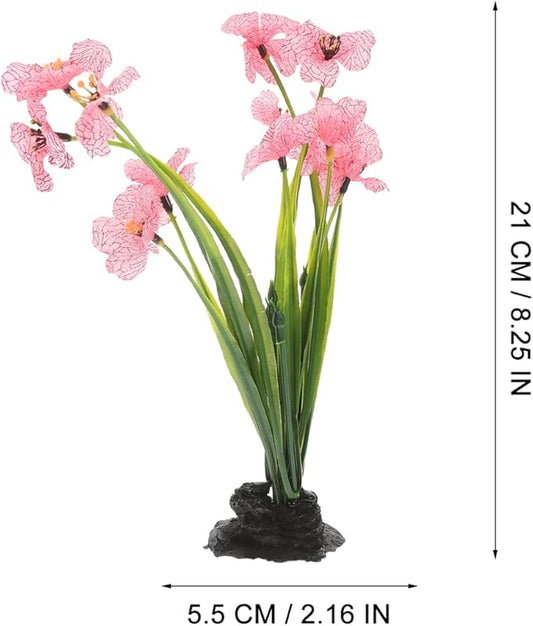 NOLITOY 4Pcs Artificial Aquarium Plants, Fish Tank Decorations Goldfish Betta Cave Accessories for Desk Top Decor (Pink)