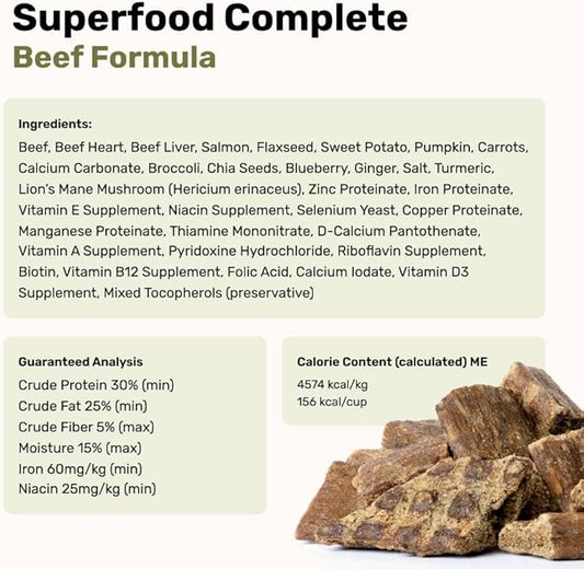 by Katherine Heigl- Superfood Complete, Air-Dried Adult Dog Food - High Protein, Zero Fillers, Superfood Nutrition (24 Ounce (Pack of 4), Beef)