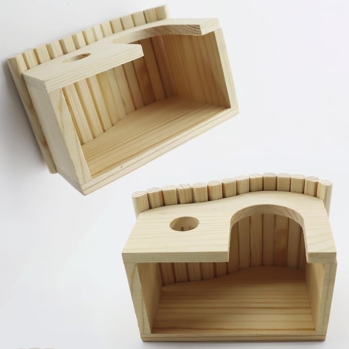 Hamster Hideout House, Forest Wooden Gerbil Hides for Small Dwarf Syrian Mouse Small Animals