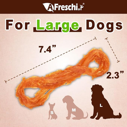 AFreschi Natural Turkey Tendon Rope (L) 10 Units/Box, Dog Treats for Signature Series, All Natural Human Grade Puppy Chew, USA-Sourced Turkey Tendon, Hypoallergenic, Rawhide Alternative