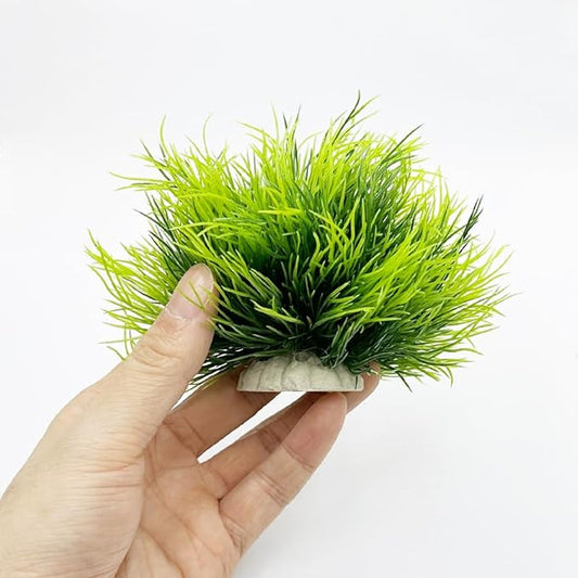 Smoothedo-Pets Aquarium Plants Fish Tank Decorations 2pcs Small Size/3.5inch Ornament Plastic Artificial Plant Goldfish Waterscape Fish Hides Mini Grass Set (2pcs/Green)