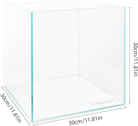 Ultra Clear Glass Fish Tank 6.5 Gallon, 6mm Thickened Rimless Aquarium Tank Low Iron, Cube Aquarium 11.8in x 11.8in x11.8in