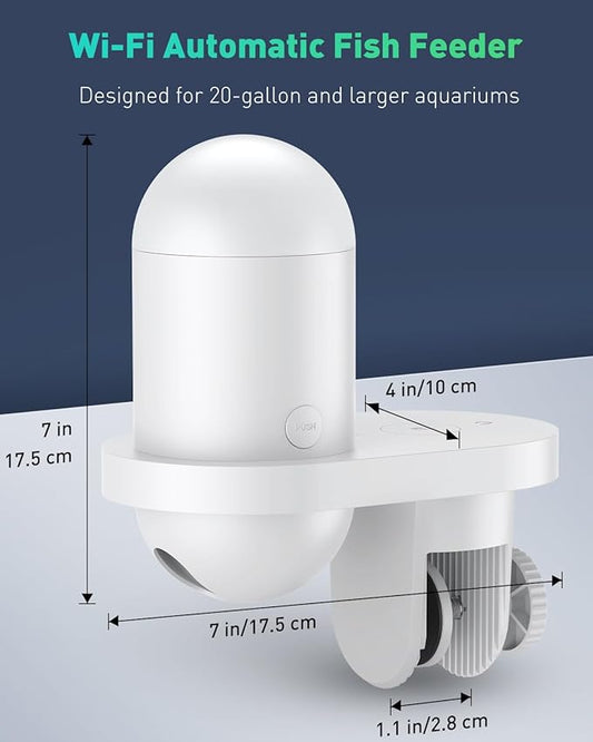 Pawfly WiFi Automatic Fish Feeder for Aquariums, Smart Auto Fish Food Dispenser with App Control 2.5 K HD Camera & Timer, 230 mL Vacation Feeder for Powder Pellets & Small Pillars, USB Powered