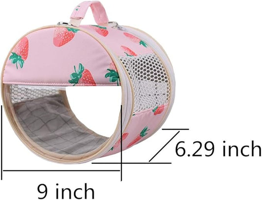 Small Pet Carrier Bag Portable Travel Carrier for Hamster Rat Baby Guinea Pig Sugar Glider Hedgehog Small Birds (M, Pink)