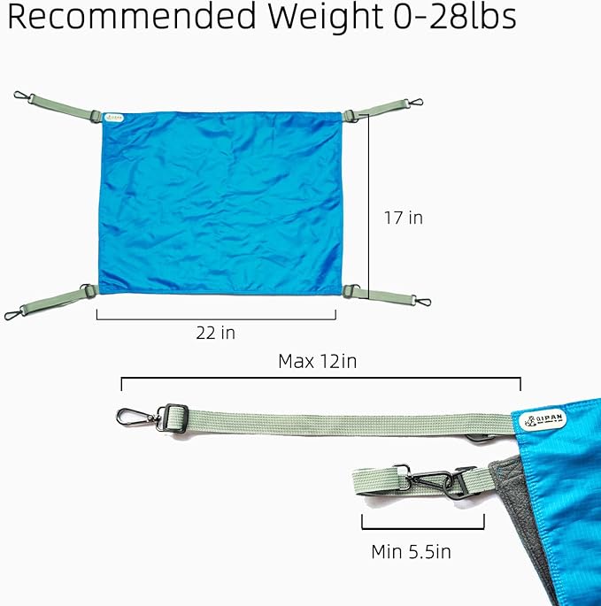 2-Piece Reversible Cat Hammock, Hanging for Cage, Washable Soft Outdoor Mat, Waterproof Cooling Pad (Large, Blue)