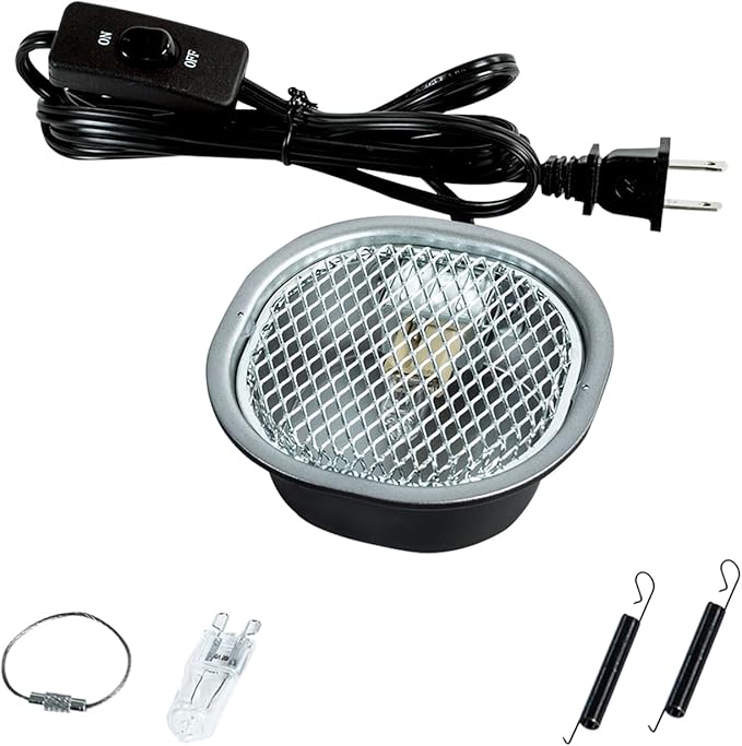 G9 Reptile Heat Lamp Combo Kit- 50W UVA Basking Bulb & Low Profile Tank Hood for Bearded Dragons Turtles Lizards Leopard Geckos | Terrarium Heating Lamp with Safety Mesh & Warm White Bulb