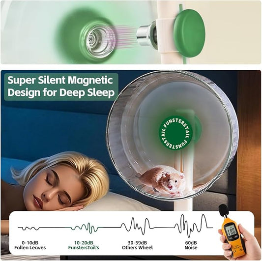 Super Silent Hamster Wheel 10.4 Inch, Magnetic Large Rat Wheel for Chinchilla, Gerbil, Guinea Pig, Cat, Mouse, Sugar Glider and Dwarf, Syrian Hamster Accessories (Avocado Green)