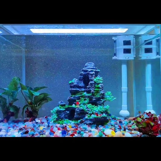 Aquarium Ornament - Mountain View Stone Tree Rock Cave Fish Tank Decorations with Small Pavilion