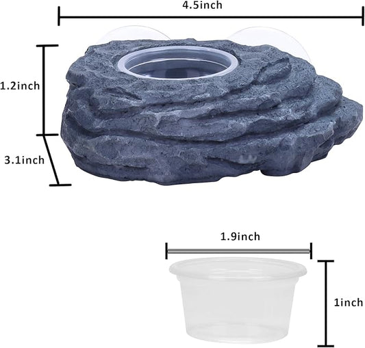 AIICIOO Crested Gecko Feeder Ledge Single Bowl Reptile Food Dish with 3PCS Reptile Feeding Cup Pet Water Dish for Bearded Dragon Snake Frog Tortoise Lizard Chameleon