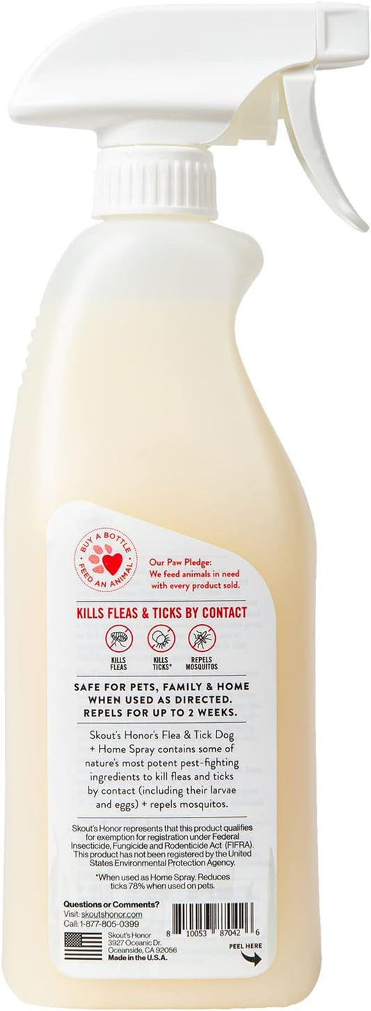 Skout's Honor Flea and Tick Dog & Home Spray - Natural Peppermint & Cedarwood Formula, Helps to Protect from Fleas, Ticks, and Mosquitos, 28 oz