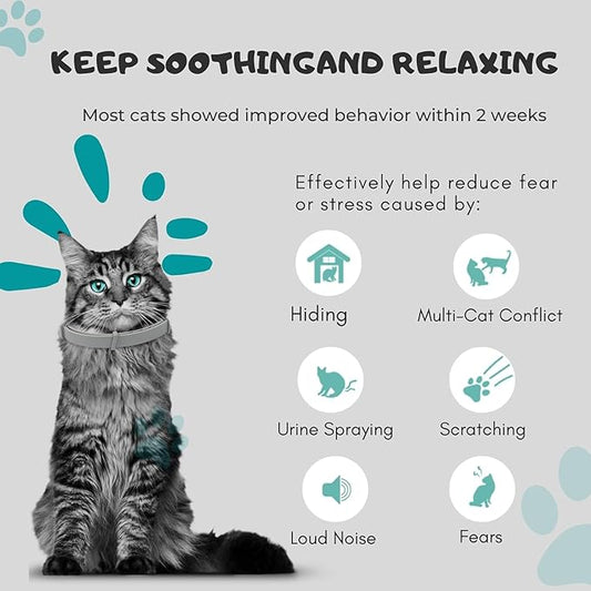 Calming Collar for Cats 4 Pack, Cat Calming Collar, Cat Pheromone collar for Cats, Cat Stress and Anxiety Relief Lasts 60 Days, Adjustable, Water-Resistant & Breakaway Calming Collar Make Cat Relaxed