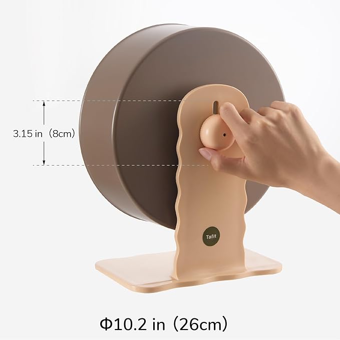 Quiet Hamster Wheel 10.2 Inch Dual-Bearings Silent Small Animals Running Exercise Wheel Height Adjustable for Syrian Hamsters, Gerbils, Rats, or Other Small Pets, Nut Brown