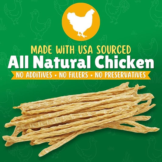 Chicken Jerky Straws Dog Treats – Chicken Sticks for Dogs Made and Sourced in The USA – Natural Single Ingredient Dehydrated Crunchy Treats for All Breeds – 13oz Bag