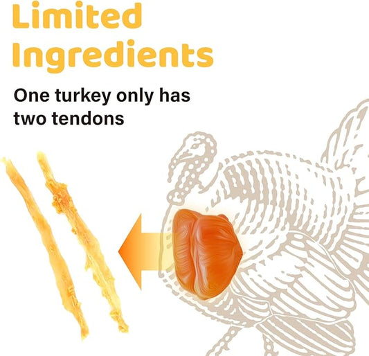 iPaw Turkey Tendons for Dogs Value Pack, 100% Turkey and US Sourced Raw Material, Hypoallergenic, All Natural Human Grade Puppy Chew, Rawhide Alternative Dog Treats, 10 Units/Bag Ring (Small)