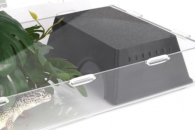 Snake Hide, Leopard Gecko Tank Accessories for Reptile Ball Python Crested Gecko Lizard Bearded Dragon - BlackHideL